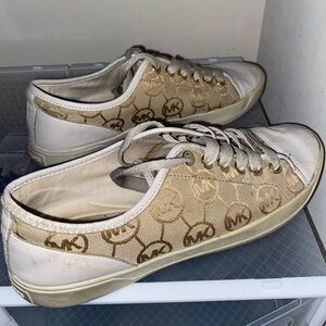 Michael Kors Tan and White Logo Sneakers